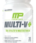 Muscle Pharm Essentials Multi-V+, The Athlete'S Multi-Vitamin, Enhanced Energy, Performance & Immune Health, Daily Multivitamin For Men & Women With Minerals Plus Probiotics, 90 Tablets, 30 Servings