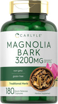 Carlyle Magnolia Bark 3200 mg | 180 Powder Capsules | Herbal Extract Supplement | Non-GMO Gluten