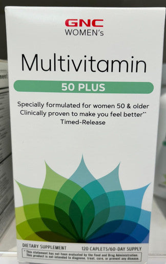 Gnc Women'S Multivitamin 50 Plus |Supports Bone, Eye, Memory, Brain And Skin Health With Vitamin D, Calcium And B12 | Helps Increase Energy Production | 120 Caplets