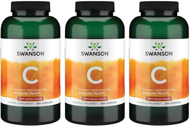 Swanson Vitamin C with Rose Hips Immune System Support Skin Cardiovascular Health Antioxidant Supplement 1000 mg 250 Capsules (3 Pack)
