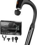 Massage Gun With Extension Handle - Percussion Massager Hammer For Back Neck Shoulders Waist Legs Pain Relief- Portable 10Mm Massage Gun Deep Tissue Massager W/ 4 Heads & 5 Speed Levels