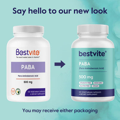 Bestvite PABA 500mg (240 Vegetarian Capsules) (120 x 2) (para-Aminobenzoic Acid) - No Stearates - Vegan - Non GMO - Gluten