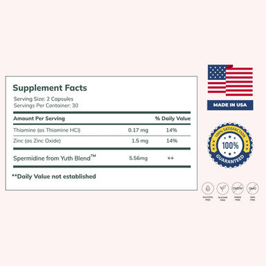 Nova Ultimate Cell Renewal/Spermidine Supplements, Organic Wheat Germ Anti Aging Supplement With High Spermidine, Zinc, And Thiamine For Optimal Autophagy, 60 Capsules (Pack Of 1)