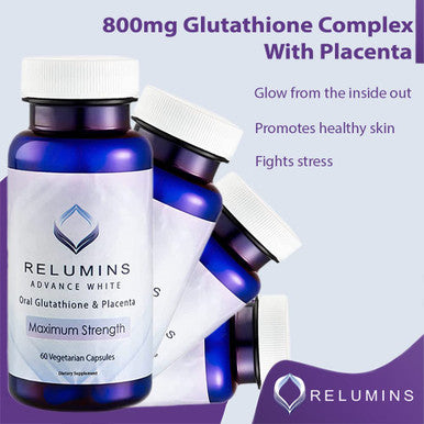 Relumins Advance White Glutathione - Reduced Glutathione Supplement, Supports Antioxidant Health & Glucose Metabolism and 6x Gluta Support - 60 Vegetarian Capsules