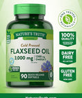 Nature's Truth Flaxseed Oil Capsules | 90 Softgels | Cold Pressed, Non-GMO, Gluten