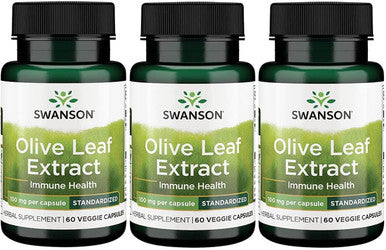 Swanson Maximum Strength Olive Leaf Extract 100 Milligrams 60 Veg Capsules (3 Pack)