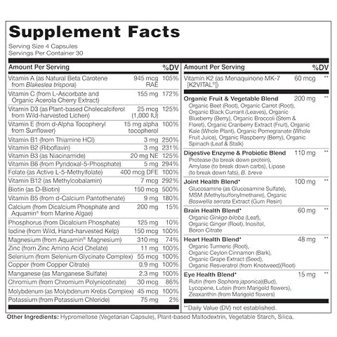 Naturelo Whole Food Multivitamin For Women 50 (Iron Free) - 120 Vegan Capsules And Whole Food Multivitamin For Men 50 120 Capsules Bundle