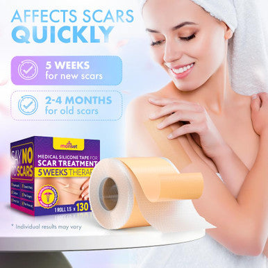 Silicone Scar Tape For Surgical Scars, Keloid, C-Section And More - Silicone Scar Sheets 130 X 1.5 Inch - Effective Scar Treatment And Scar Removal For Face And Body - Silicone Tape For Scars