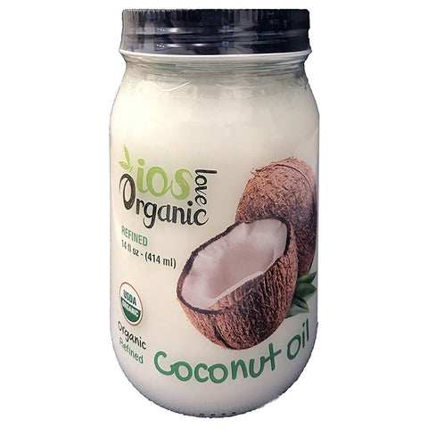 IOS love Organic Virgin Coconut Oil, Cold-Pressed - Natural Hair Oil, Skin Oil and Cooking Oil with Fresh Flavor, Non-GMO (Unrefined, 14 Fl. Oz)