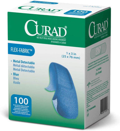 Curad Woven Blue Detectable Bandage 100-Count (Pack of 6)