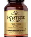 Solgar L-Cysteine 500 Mg 90 Vegetable Capsules - Free Form Amino Acid - Keratin Support For Skin Hair & Nails - Glutathione Support - Vegan Gluten Free Dairy Free Kosher - 90 Servings