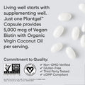 Sports Research Vegan Biotin 5000Mcg With Organic Coconut Oil - Extra Strength Biotin Vitamin B7 For Healthier Hair & Skin + Keratin Support - Non-Gmo & Gluten Free, 120 Softgels (4 Month Supply)