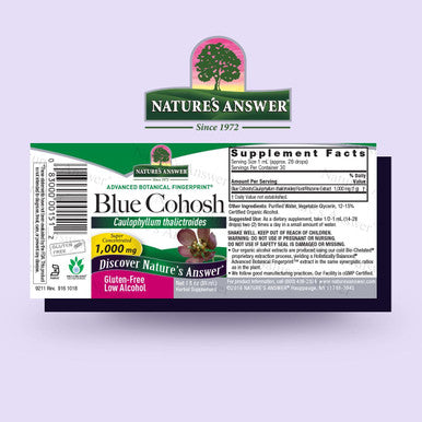Nature'S Answer Blue Cohosh Root with Organic Alcohol 1-Fluid Ounce | Childbirth Support | Hot Flash Reliever Menopausal Aid | Women's Health