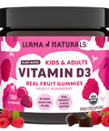 Llama Naturals Vitamin D3 Vegan Organic Immune Support Supplement Vitamin D Gummies for Adults and Kids Real Fruit Gummy Vitamins Promotes Bone Health No Added Sugar Cane Raspberry 120 Ct