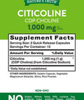 Citicoline 1000mg | 30 Capsules | CDP Choline | Non-GMO & Gluten Supplement | by Natures Truth