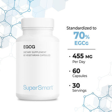 Supersmart Sunphenon EGCg 480 mg Per Day Extract of Green Tea 20 Times Stronger Than Vitamin E Antioxidant Brain Supplement NonGMO Gluten Free 60 Vegetarian Capsules