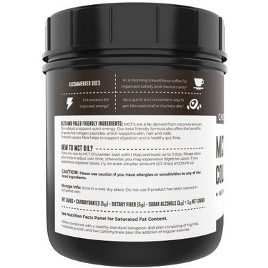 Left Coast Performance MCT Oil Powder with Acacia Fiber & Collagen Peptides Prebiotic Collagen Protein 9g MCTs from Coconuts Sugar Free Keto Coffee Creamer Grass Fed Chocolate Non-GMO Gluten Free 16 oz