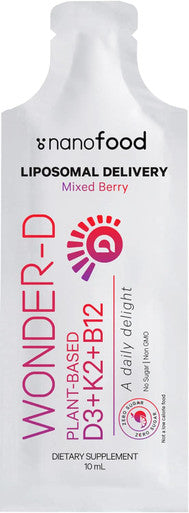 Codeage Liposomal Vitamin D3 Liquid Supplement Sachet Wonder-D Cholecalciferol Vegan Liquid Multivitamin Plant-Based Vitamins K2 B12 Non-GMO Phospholipids Vitamin E Berry Flavor - 30 Pouches