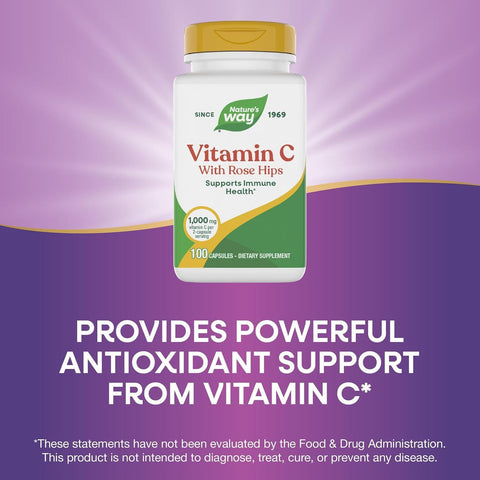 NatureS Way Vitamin C500 With Rose Hips 1000 Mg Per Serving 100 Capsules