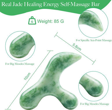 Jade Stone Trigger Point Massage Tool-Deep Tissue Massage- Reflexology Acupressure Massage Tools For Full Body Relaxing Myofascial Release Pain Relief, Real Energy Jade Natural Self-Massage Bar