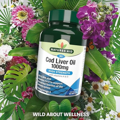Natures Aid 1000mg High Strength Cod Liver Oil - Pack of 90 Capsules (Packaging May Vary)