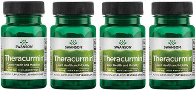 Swanson Theracurmin - Herbal Supplement Supporting Joint Health & Mobility - Formulated for High Absorption - (30 Capsules 100mg Each) 4 Pack