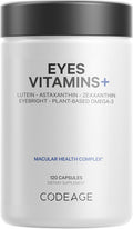 Codeage Eyes Vitamins - AREDS 2 Based Formula Supplement - 2-Month Supply - Vitamins A C E Zinc Lutein Astaxanthin Zeaxanthin Eyebright Marigold Bilberry Saffron Omega-3-120 Capsules