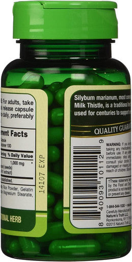 Nature's Truth Milk Thistle Seed Extract 1000 mg Quick Release Capsules - 100 ct, Pack of 2