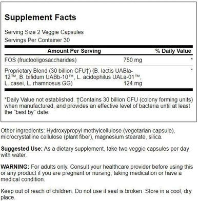 Swanson Ultra Probiotic for Seniors 30 Billion Cfu 60 Veg Capsules