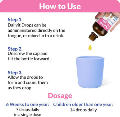 DaliVit Drops | Multivitamin Drops Contain 7 Essential Vitamins for Healthy Growth and Development | Specially Formulated for Infants and Children | Peanut/Nut and SOYA Free | 25ml