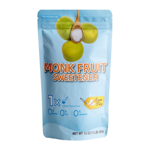 Monk Fruit Sweetener With Erythritol,White Sugar Substitute From Monk Fruit Extract,White Sugar Replacement for Baking,Coffee & Tea,Low Carb,Non GMO,Keto,1 LB Bag (16 Ounce (Pack of 1))