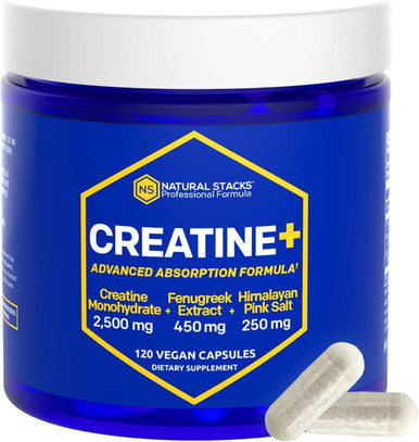 Creatine Monohydrate - 2500Mg Creatine Pills - 450Mg Fenugreek Extract & 250Mg Himalayan Pink Salt - Supports Brain Health, Endurance & Muscle Building - Advanced Absorption Formula - 120 Capsules