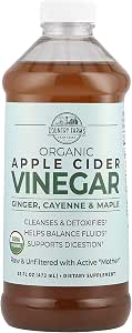 Country Farms Organic Apple Cider Vinegar Tonic, Cleanses and Detoxifies, Helps Balance Fluids, Supports Digestion, With The "Mother", Ginger Cayenne & Maple, 16 Fl. Oz.