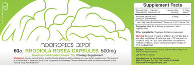 Rhodiola Rosea Capsules 500mg 3 Salidroside 60 Count Ayurvedic Herb Adaptogen Supplement Supports Healthy Stress Levels Promotes Brain Health