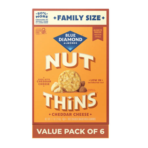 Blue Diamond Almonds Nut-Thins Hint of Sea Salt, 4.25 oz, Pack of 6