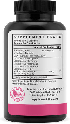 Luma Nutrition Probiotics for Women with Prebiotics - 50 Billion CFU - Formulated for Digestive, Immune & Feminine Support - 60 Capsules