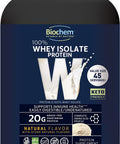 Biochem 100 Whey Isolate Protein Natural Flavor 20g of Protein Pre Post Workout Meal Replacement KetoFriendly Easily Digestible Silky Smooth Taste Easy to Mix 36.9 oz