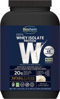 Biochem 100 Whey Isolate Protein Natural Flavor 20g of Protein Pre Post Workout Meal Replacement KetoFriendly Easily Digestible Silky Smooth Taste Easy to Mix 36.9 oz