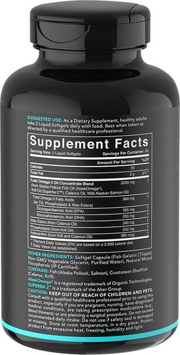 Total Omega3 Fish Oil from Wild Sockeye Salmon Alaskan Pollock Antarctic Krill Oil Astaxanthin Phospholipids Wax Esters for Better Absorption 960mg of EPA DHA Fatty Acids 120 Softgels