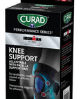 Curad Performance Series Ironman Knee Support Adjustable with Patella Support Pad for Tendonitis Weak or Injured Knees Preventative Support for Athletes