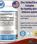 Zinc Citrate/Oxide 50Mg - Immune Support & Antioxidant Supplement, Skin Health Support - 100 Tablets
