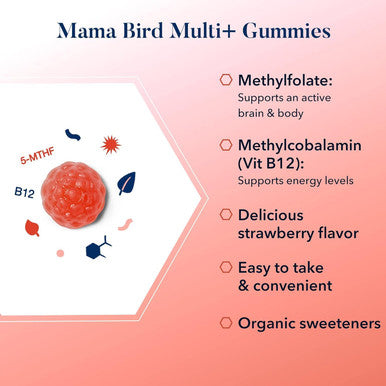 Best Nest Wellness Mama Bird Prenatal Gummies for Women - Vegan Prenatal Vitamins Methylfolate (Folic Acid) Womens Prenatal Multivitamin Strawberry Flavor Once Daily Eye and Brain Development 60Ct