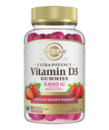 Solgar Vitamin D3 Gummies For Adults 5 000Iu Ultra Potency Vitamin Immune System Support For Women & Men - Tasty Strawberry Flavor Gluten & Gelatin Free Gummy 2 Month Supply 60 Servings 2G Sugar