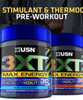 USN 3XT Max Energy Pre-Workout Supplement Powder for Energy, Endurance, and Pump, Preworkout Drink Mix, Nitric Oxide, Citrulline, Caffeine, Zero Creatine, Green Apple (30 Servings)