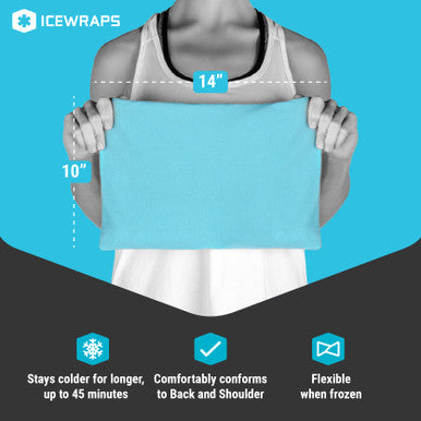 Icewraps Extra Large 6 X12 Reusable Gel Ice Packs And Reusable Ice Pack With Soft Fabric Cover Bundles - Hot And Cold Pack For Pain Relief