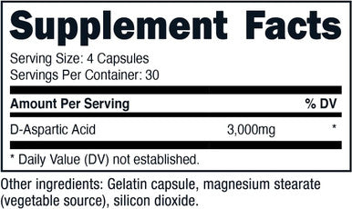NUI NUTRA D-Aspartic Acid Supplement (DAA) | 3000mg | 120 Capsules | Supports Athletic Performance and Muscle Growth | Promotes Energy and Increased Endurance