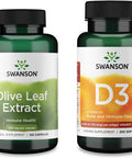 Swanson Immune Health Essentials Bundle: Olive Leaf Extract with 20% Oleuropein - Vitamin D3 5000 IU