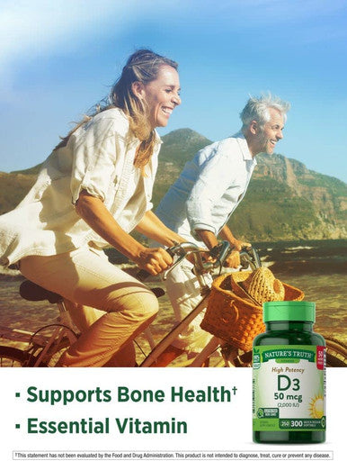 Nature's Truth Vitamin D3, 2,000 IU, Bonus, 250+50 Count