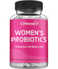 Vitacook Women S Probiotics, 100 Billion Cfu, 18 Strains, Prebiotics, Cranberry, Vb6 & Vc, Mood, Vaginal & Urinary Tract Health, Shelf Stable, 60 Delayed Release Caps