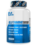 Evlution Nutrition L-Glutamine 1000, 1g Pure L Glutamine , Post Workout, Nitrogen porter, Immune Support, Vegan, Gluten-Free, Veggie Capsules (60 Servings)